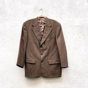Vintage Men's Monsieur Givenchy Brown & Black Wool Houndstooth Blazer Jacket 44R